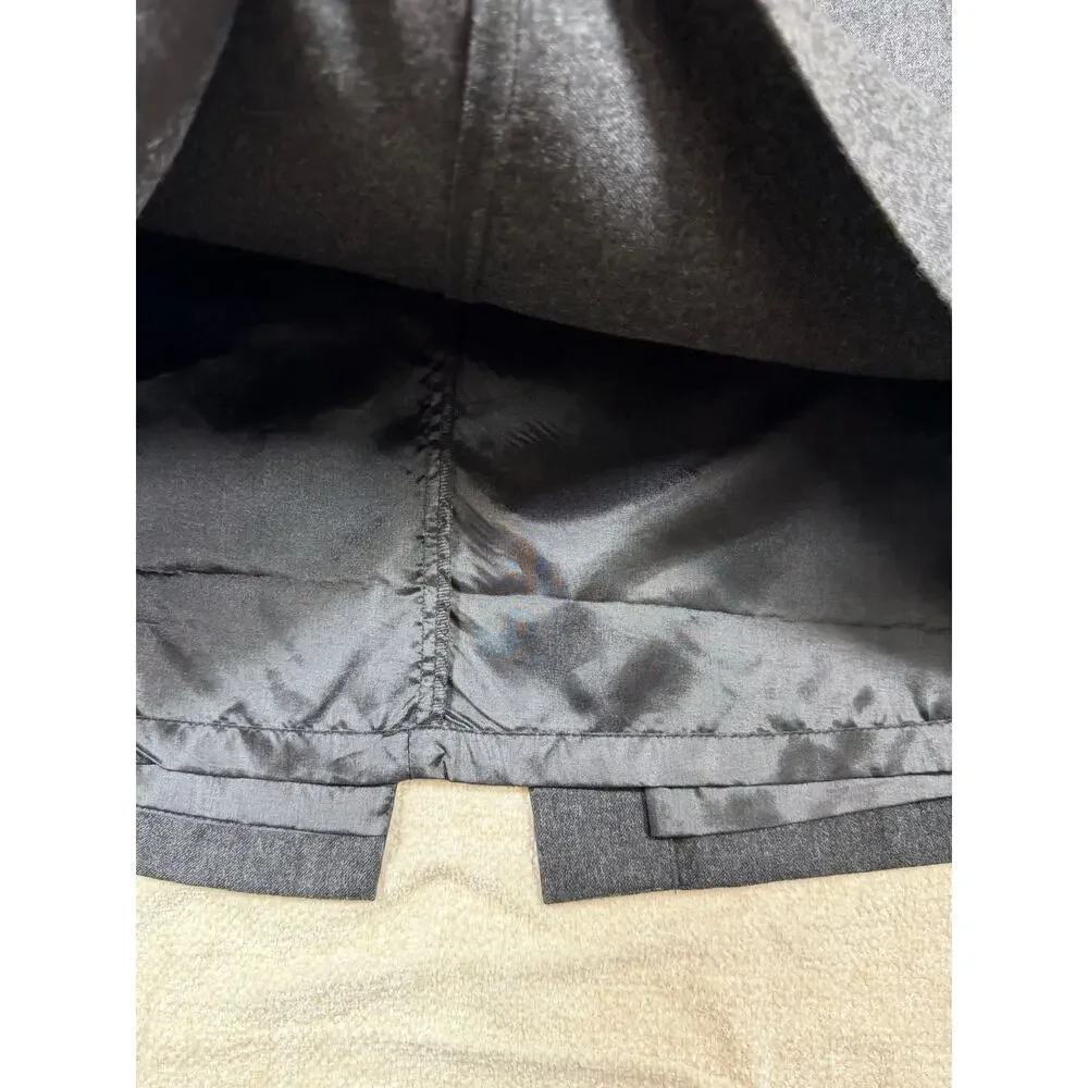 Talbots Women Gray 12 100% Wool A-Line Minimalist Classic Lined Midi Skirt